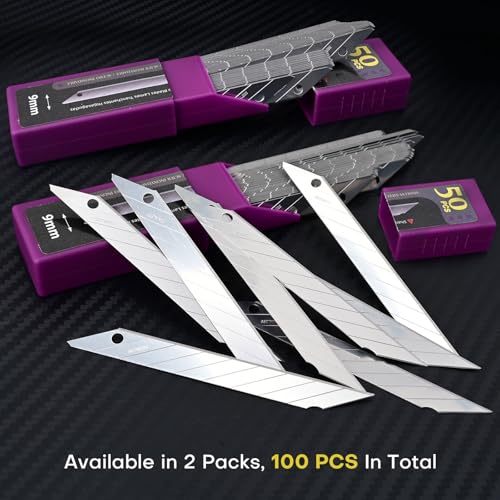 NEWISHTOOL 9mm Stainless Steel Blade, 30 Degree Snap Off Blades - 100 Pack