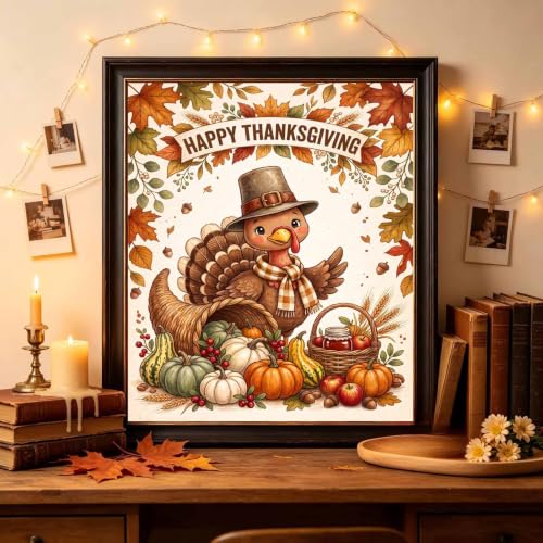 Thanksgiving Diamond Art Kits for Adults, Fall Turkey Diamond Painting - color: HS057-1