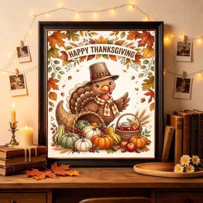 Thanksgiving Diamond Art Kits for Adults, Fall Turkey Diamond Painting - color: HS057-1