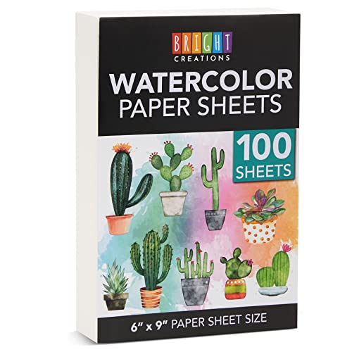 Bright Creations Cold Press Watercolor Paper for Artists and Beginners (6 x 9 in, 100 Sheets) - size: 6 x 9 In