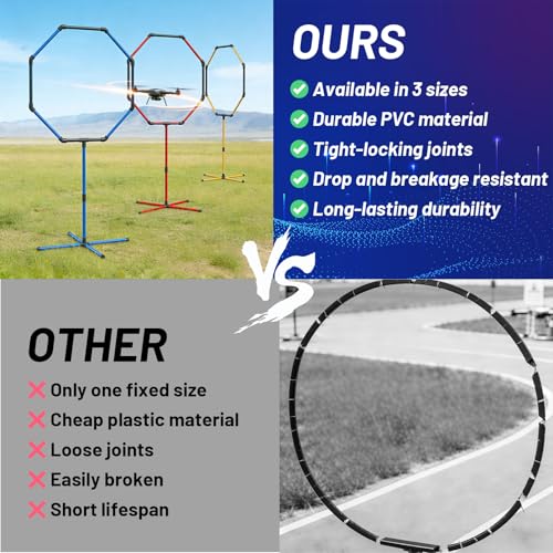 Drone Obstacle Course Gate Kit - 3 Different Sizes FPV RC Racing Game Loop Gates, Easy to Build & Carry Competition Set for Kids & Adults