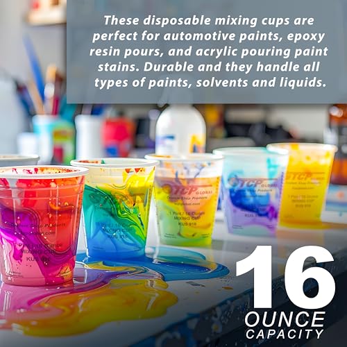 Custom Shop Paint Mixing Cups, 16-Ounce, 12 Pack, Plastic Measuring Cups - color: Cups - Pack of 12