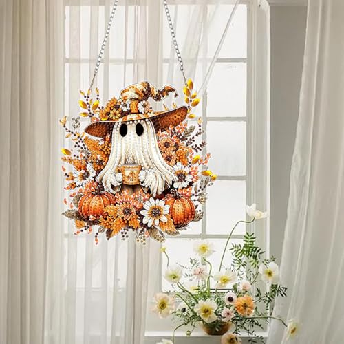 AIBOERL Diamond Art Kits for Adults, Halloween Acrylic Hanging Suncatcher - color: DP04033