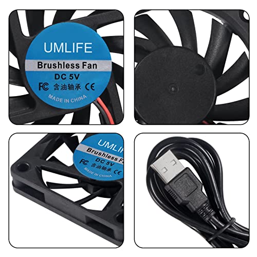 UMLIFE 60mm Fan, 4-Pack 5Volt 0.18A USB 60x60x10mm 6010 Brushless DC Computer CPU Heat Sink Cooling Cooler Fan 60mm x 10mm - color: 6010 5V USB