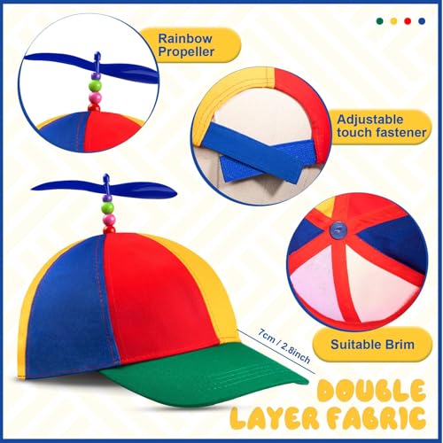 Sintege Propeller Hat Nerd Silly Twirly Cap Helicopter Cap with Spinner and Adjustable Bowtie for Costumes - color: Blue