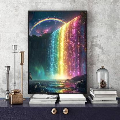 Waterfall Diamond Art Kits for Adults, 5D Diamond Painting Kits for Adults - color: Rainbow Falls