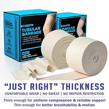 EVERLIT Elasticated Tubular Support Bandage | Stockinette Tubing for Large Arm, Knees, Legs | Light to Moderate Compression Bandage Roll For Tissue Support (Size J | 6.9" x 11 yd) - size: Size J | 6.9" x 11 yd