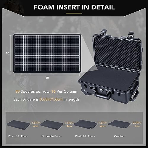 Lykus HC-5120 Hard Case with Wheels and Foam, Inner Size 18.98*10.24*6.3in - size: HC-5120