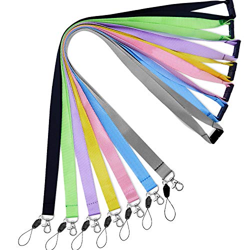 YOUOWO Neck Lanyards Quick Release 7Pack 7Colors,for Keys,ID Badge Holder - color: Black,green,purple,blue,gray,yellow,pink