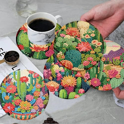 ijbnhd 8 Pcs Cactus Diamond Art Coasters Kit Diamond Painting Coasters - color: Cactus