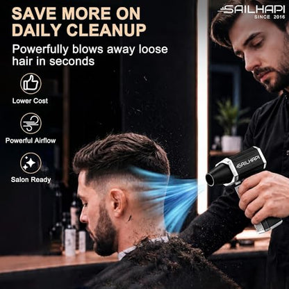 Powerful Air Duster, Rechargeable Blower, Turbo Fan, Barber Gifts - color: Bright Silver