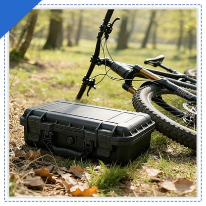 GreenCycle 14.3 x 11.4 x 4.5 Inch Waterproof Hard Case with DIY Customizable Foam Insert Portable Protective Storage Case with Knife for Camera Drones Equipments Tools Test Instruments,Black,4PK