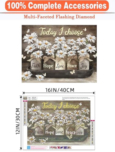 Axquilon Inspirational Diamond Art Kits for Adults 16x12inch - color: Daisy