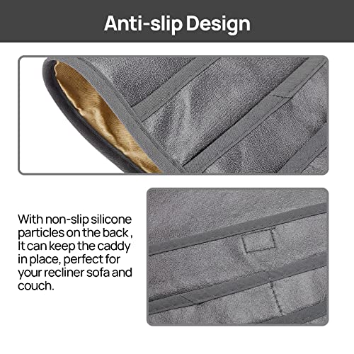 Teniux Remote Control Holder GRS Certified Armrest Organizer with 6 Pockets for recliner couch sofa, Recycled Material Armchair Caddy for Smart Phone, Book, Magazines, Ipad(Dark Grey) - color: Dark Grey