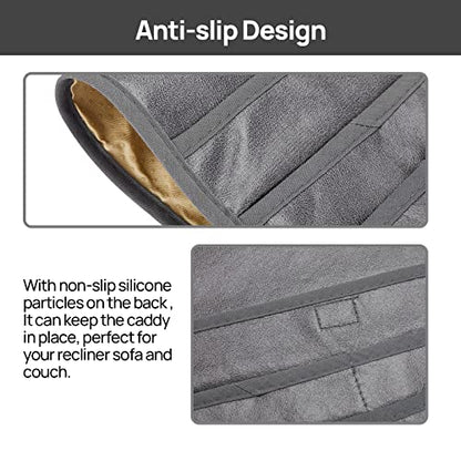 Teniux Remote Control Holder GRS Certified Armrest Organizer with 6 Pockets for recliner couch sofa, Recycled Material Armchair Caddy for Smart Phone, Book, Magazines, Ipad(Dark Grey) - color: Dark Grey