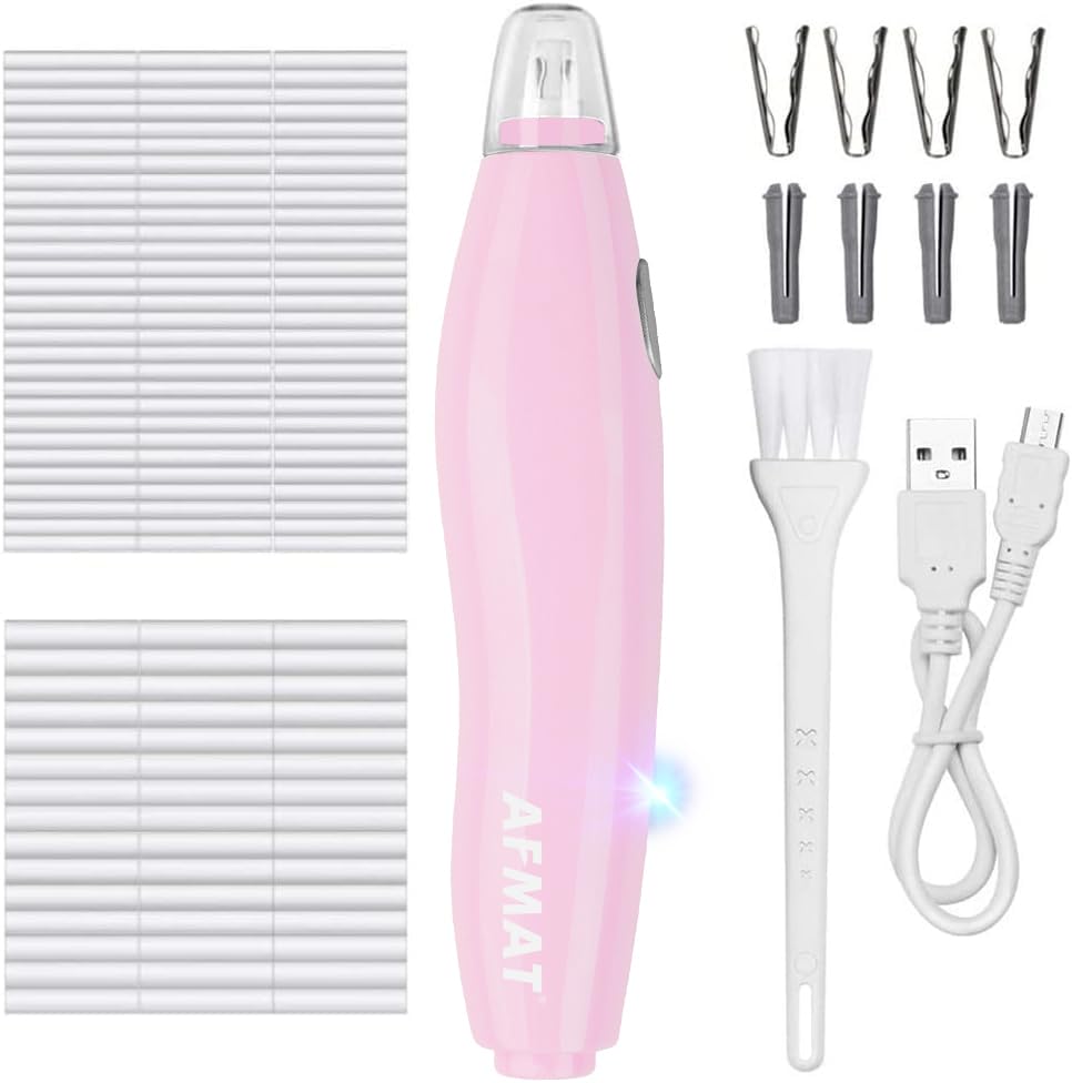 AFMAT Electric Eraser, with 140 Eraser Refills, Rechargeable Pencil Erasers for Artists, Electric Erasers for Drafting, Drawing, Painting, Sketching, Architectural Plans, Detailer Tool EE04(Pink) - color: Pink