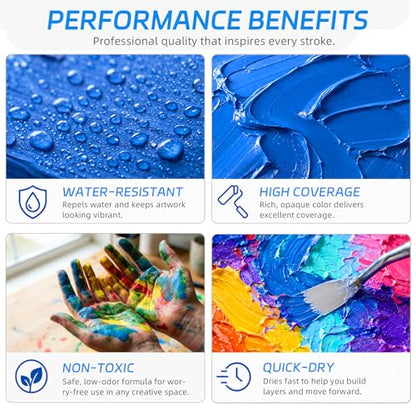 Falling in Art Large Bulk 67.6 Oz Acrylic Paint Set, Non-Toxic, 6-Color - color: 6 Color Set