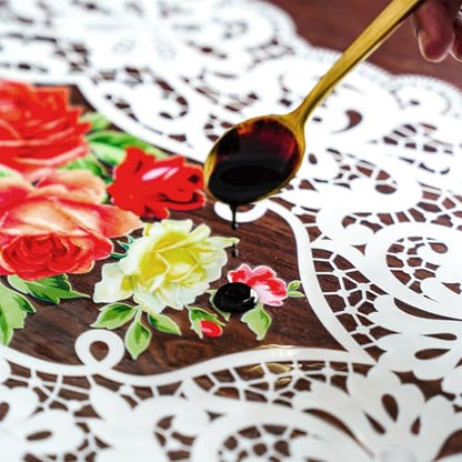 ARTABLE Lace Floral Print Clear Vinyl Tablecloth Wipeable 52 x 70 Inch - color: Lace-2, size: 70" x 52" (Rectangular)