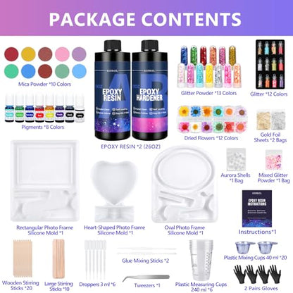KISREL 26oz Epoxy Resin Kit for Beginners, Resin Kit with Photo Frame Molds - size: Photo Frame Molds