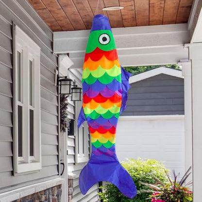 Fish Windsock All-Occasion Rainbow Fish 55" L Blue Briarwood Lane - color: Fish Windsock