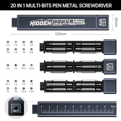 JAKEMY 20 in 1 Metal Precision Screwdriver Set, 10 Pcs Reinforced S2 Steel Precision Double-head Bits, Manual Pen Shaped Screwdriver Kit, Portable Screwdriver Repair Tool Kit - color: 8195a - 20 in 1