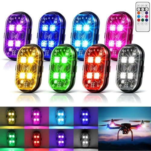 8PCS 4LEDs Wireless LED Lights, Rechargeable Light with Remote Control