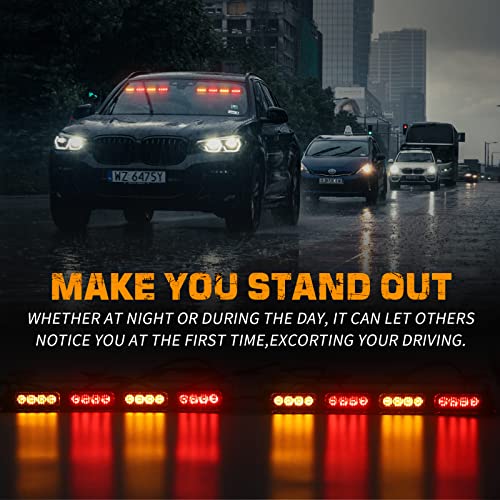 XRIDONSEN 2 in 1 2x 14 inch Strobe Light Bar - color: Amber/Red