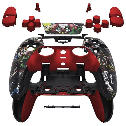 eXtremeRate Full Set Shell with Buttons Touchpad Cover Compatible with ps5 Edge Controller, Scary Party Replacement Decorative Trim Shell Front Back Plates Compatible with ps5 Edge Controller - color: Scary Party
