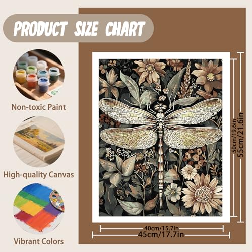 XTCIXAL Paint by Numbers Kit for Adults, Dragonfly, 16X20 Inch - color: 06-Dragonfly