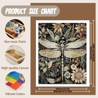 XTCIXAL Paint by Numbers Kit for Adults, Dragonfly, 16X20 Inch - color: 06-Dragonfly