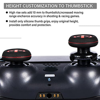 FPS Thumbstick Extender & Printing Rubber Silicone Grip Cover 2 Sets for PS5 & PS4 Controller (Immortal) - color: 18