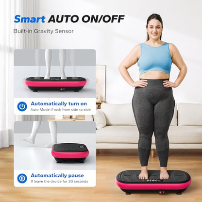 Merach CV40 Curved Vibration Plate Exercise Machine with 440lbs Capacity - color: Magenta