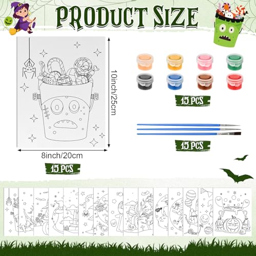 Sherr 15 Set 75 Pcs Halloween Pre Drawn Painting Canvas Kit for Adults - style: Pumpkin Witch Style