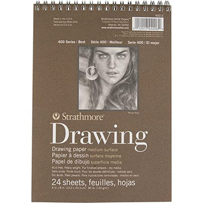 Strathmore Medium Drawing Spiral Paper Pad 6"X8"-24 Sheets -62400200 - color: Medium, size: 1 Count (Pack of 1)