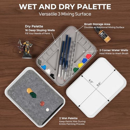 Nicpro Miniature Painting Kit with Wet Palette & Painting Handle - color: Blue