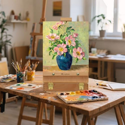 Tabletop Art Easel for Painting, Wooden Sketchbox, Portable Desktop Easel - style: Sketchbox