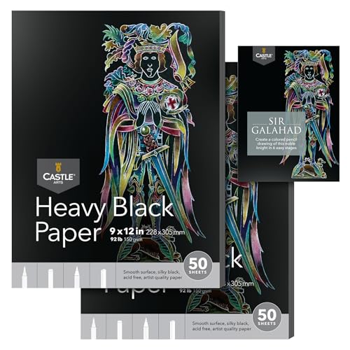 Castle Art Supplies Heavy Black Sketchpad Paper for Artists - 9 x 12in