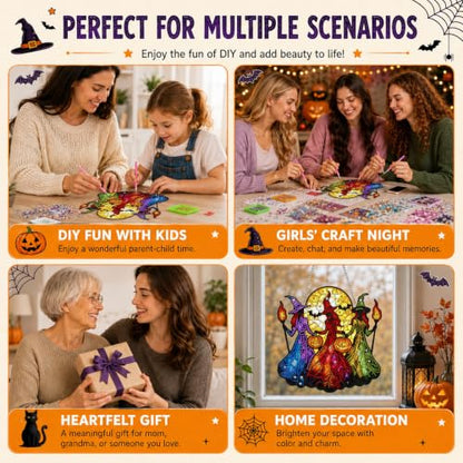 Witch Hanging Diamond Art Kits for Adults, Diamond Painting Suncatchers - color: Witch