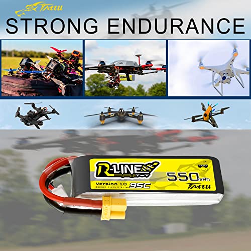 TATTU R-Line 3S Lipo Battery 550mAh 11.1V 95C with XT30 Plug for FPV Racing Quadcopter