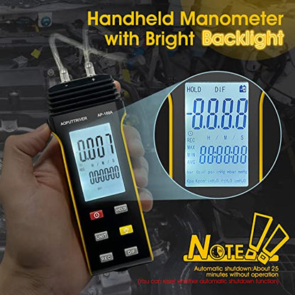 2Packs Hot Wire Anemometer AP-5000Y & AP-189A Digital Manometer