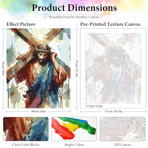 Dawnsphere Jesus Paint by Numbers Kit for Adults Without Frame 16x20 in - color: OP-US13