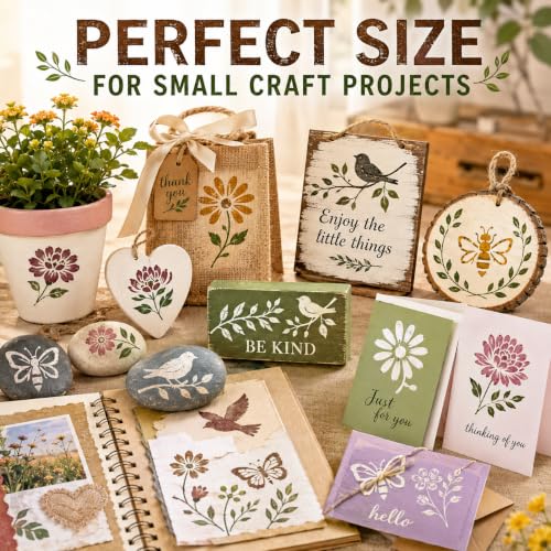 60 Pack Flower & Butterfly Stencils, 3 Inch Reusable Templates for Wood