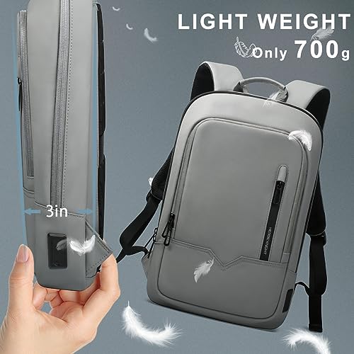 hk Backpack for Men Business Slim Laptop Bag - color: Grey, size: 17.3 Inch