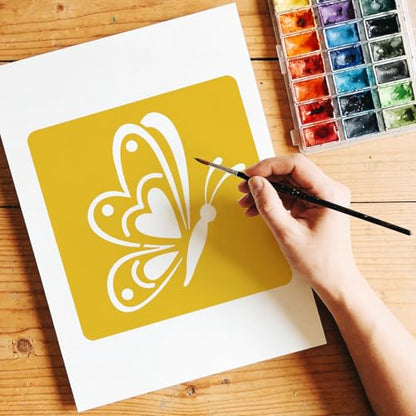 CUTHOLLOW 25 PCS Flowers and Insects Painting Shape Stencils Sets - style: 25pcs-Flowers and Insects Patterns