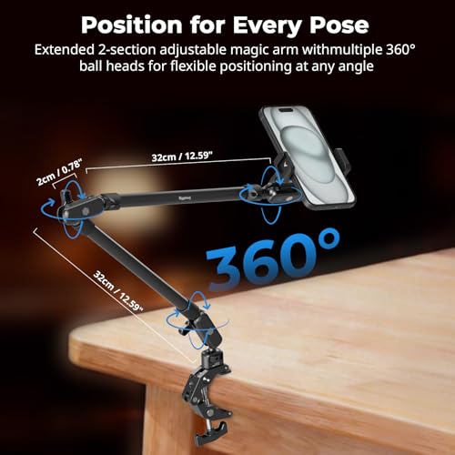 SMALLRIG 26" Magic Arm with Super Clamp, Overhead Phone Mount w/Cable Clip - style: Double Ball Joints with Cable Clip