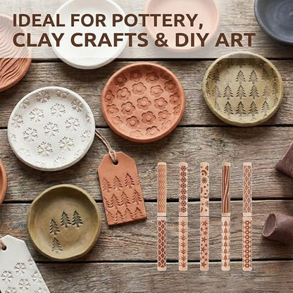10Pcs Wooden Clay Roller Pottery Ceramic Craft Tools