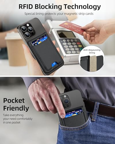 ExtreLife for Magsafe Wallet, Works with Apple Find My, 6 Cards Holder - color: Black