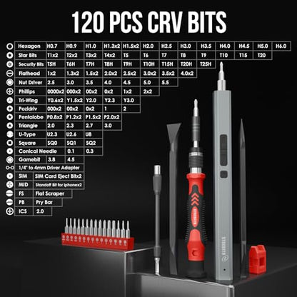 STREBITO Electric Screwdriver, 144-in-1 Precision Screwdriver Set - color: Red