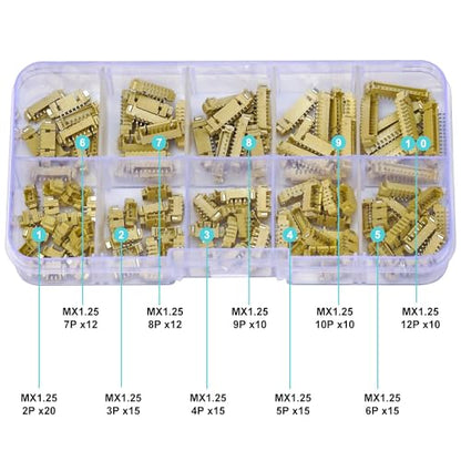 Compatible with Molex 1.25mm Pitch PicoBlade PCB Header Right-Angle Surface Mount 2 3 4 5 6 7 8 9 10 12 Circuits (TC-MX-1.25mm-SMT-RA) - size: Surface Mount-Right-Angle