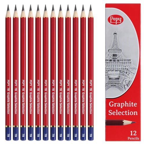 Pepy Graphite Professional Drawing Pencils - Set of 12 7B Pre-Sharpened Black Lead Pencils; Perfect for Drawing, Sketching and Shading, Graphic and Fine Art - style: Set of 12 - 7B